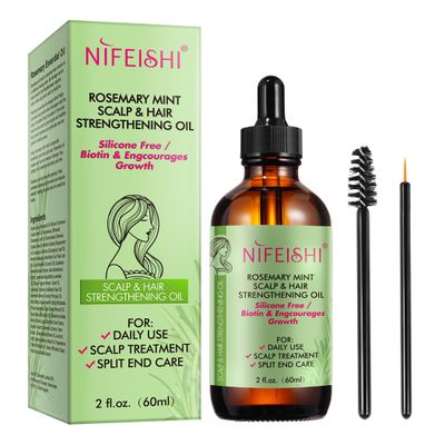 Bieyoc Rosemary Essential Oil for Hair Growth, Hair &amp; Skin Care - Strengthens Hair, Stimulates Growth, 2.02 Fl Oz