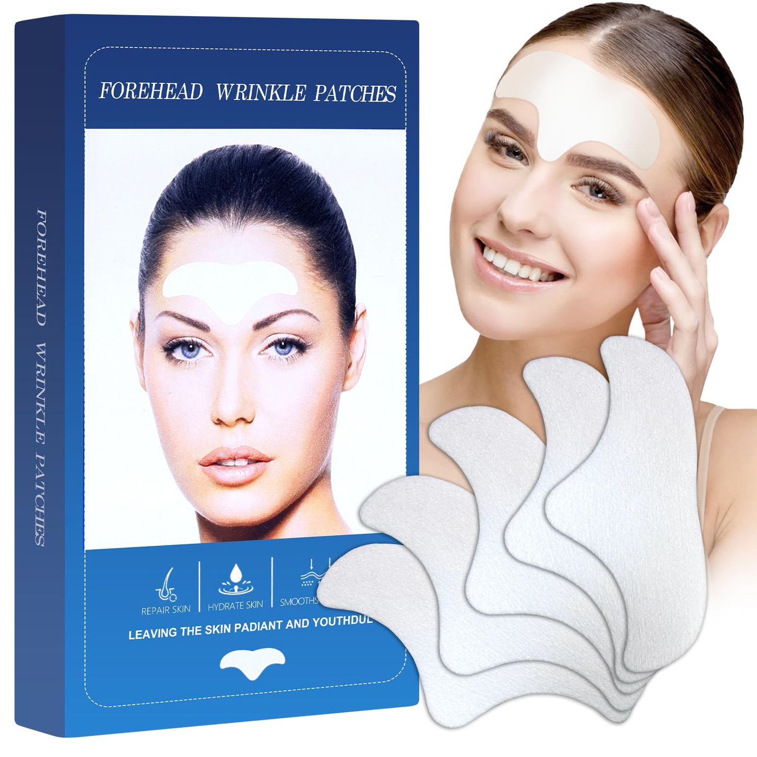Forehead Wrinkle Patches 12Pcs - Anti Wrinkle Facial Patches with Aloe Collagen and Vitamin E, Face Tape for Wrinkles Forehead Wrinkles Treatment Care to Smooth &amp; Soften Fine Lines &amp; Wrinkles
