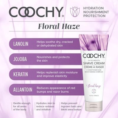 Coochy Intimate Shaving Cream | Shave Conditioner &amp; Moisturizer for Face &amp; Body | Ideal for Sensitive Skin Care, Anti-Bump | Floral Haze, 7.2 oz