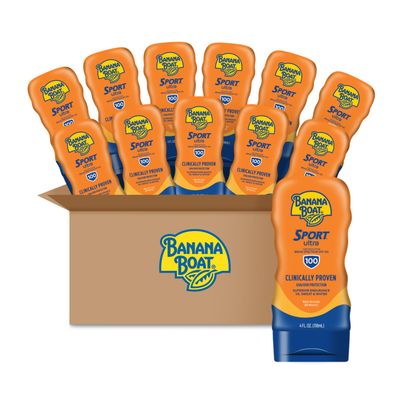 Banana Boat Sport Ultra SPF 100 Sunscreen Lotion Case, 4oz | Banana Boat Sunscreen Lotion SPF 100, Banana Boat Sunscreen SPF 100 Lotion, High SPF Sunscreen Pack SPF 100, 4oz(Pack of 6, 12 Count Total)