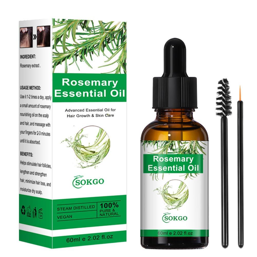 Fovcos Organic Rosemary Essential Oil for Hair Growth &amp; Skin Care, 100% Pure &amp; Natural