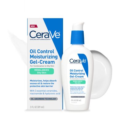 CeraVe Oil Control Moisturizing Gel-Cream, Face Moisturizer for Oily Skin, Niacinamide, Hyaluronic Acid &amp; Oil Absorbing Technology To Rebalance Oily Skin, Non-Comedogenic, Fragrance Free &amp; Oil-Free