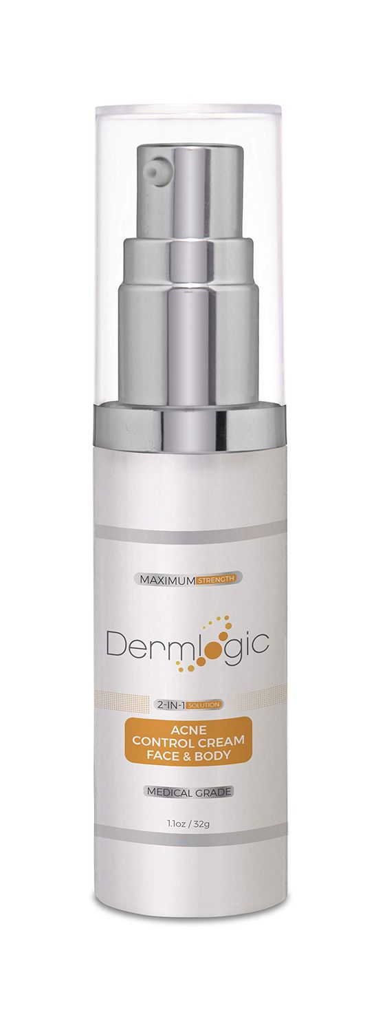 Dermlogic Acne Face &amp; Body Cream- Maximum Strength Treatment for Cystic, Blackhead &amp; Whitehead Pimples. Prevents Future Breakouts.