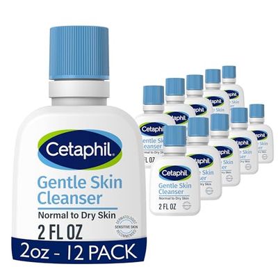 Cetaphil Face Wash, Hydrating Gentle Skin Cleanser for Dry to Normal Sensitive Skin, NEW 2 oz 12 Pack, Fragrance Free, Soap Free and Non-Foaming