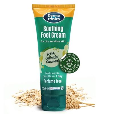 Dermatonics Soothing Foot Cream - 10% Urea w/Colloidal Oatmeal, Exfoliating &amp; Softening Balm, Moisturizer for Dry, Cracked Heels &amp; Rough Skin, Rehydrating for Feet, Elbows &amp; Hands - 2.37 fl oz Tube