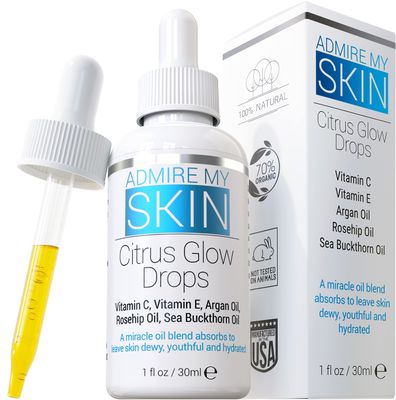 Admire My Skin Vitamin C Gua Sha Oil for Face - Organic Facial Oil for Glowing Skin with + Argan &amp; Rosehip Oils - For a Dewy, Youthful Glow 1oz