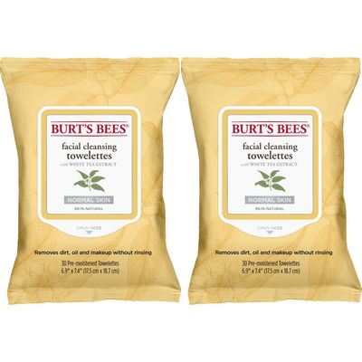 Burt&#39;s Bees Facial Cleansing Towelettes for Normal Skin with White Tea Extract, 60 Count