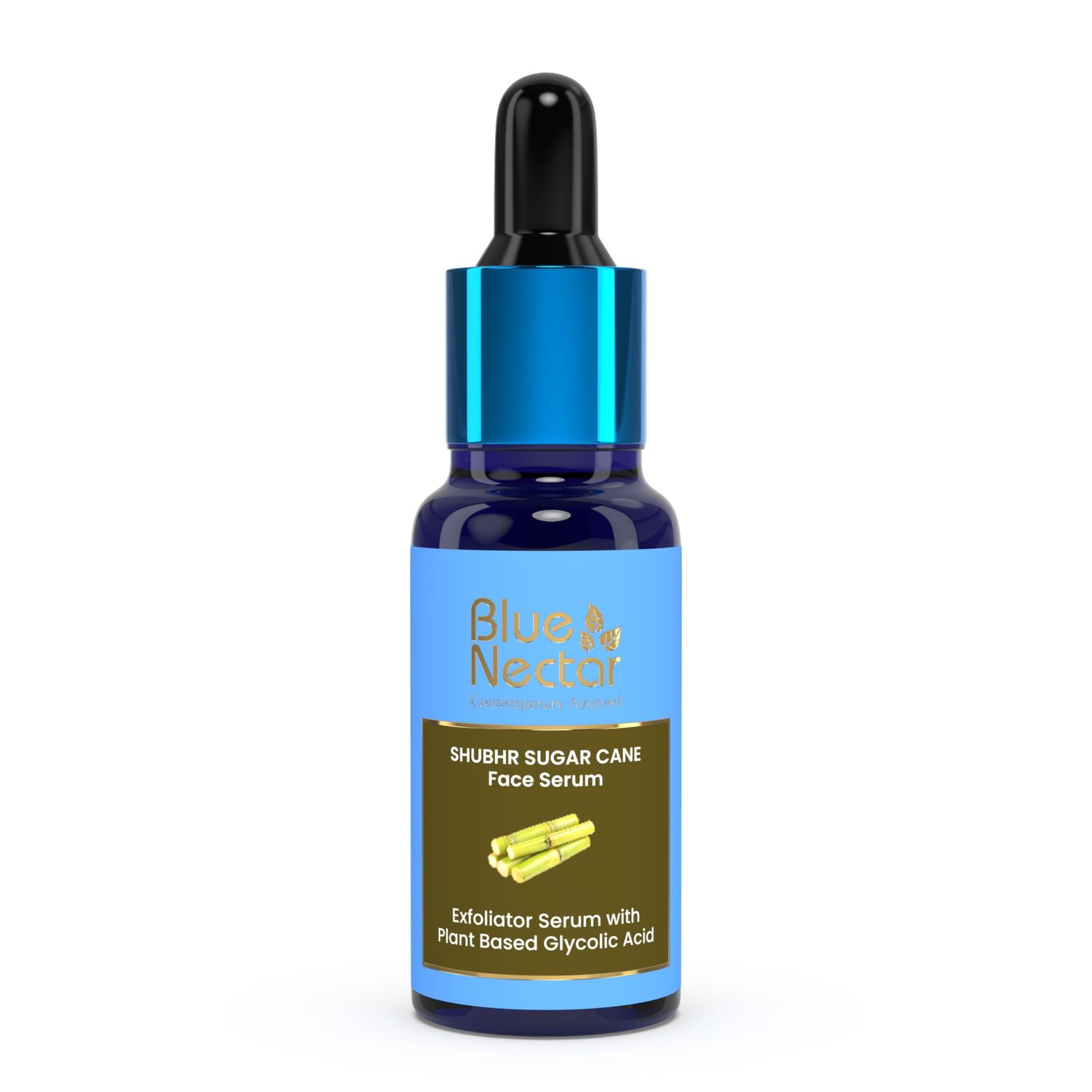 Blue Nectar AHA Exfoliating Face Serum with Plant Based Glycolic Acid from Sugarcane for Deep Exfoliation|AHA Peeling Solution for Blackheads &amp; Tan Removal|10 Min Facial Exfoliation (14 Herbs,1Fl Oz)