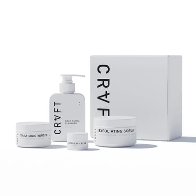 CRVFT Mens Facial Care Kit | Aloe Vera Face Wash 3oz | Hyaluronic Moisturizer 1oz | Charcoal Exfoliating Scrub 1.7oz | Mens Under Eye Cream 0.25oz | 4 Piece Complete Daily Skin Care System [Scented]