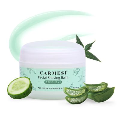 Carmesi Facial Shaving Gel for Women | Prevents Nicks, Cuts, Ingrown Hair &amp; Razor Bumps | Soothes Dry Skin | Pre Shave Balm for Sensitive Skin | 1.76 Oz/50g