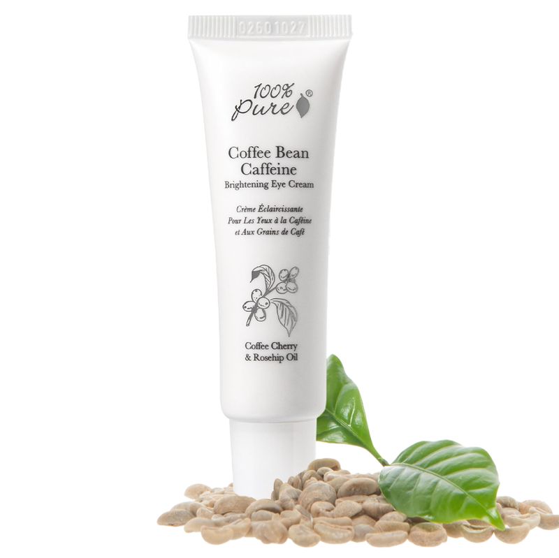 100% PURE Coffee Bean Caffeine Eye Cream Refresh &amp; Hydrate Under Eye Treatment Reduce Puffiness, Dark Circles, Wrinkles with Green Tea, Rose Hip, Vitamin E - Youthful Vibrant Eyes - Vegan - 1 oz