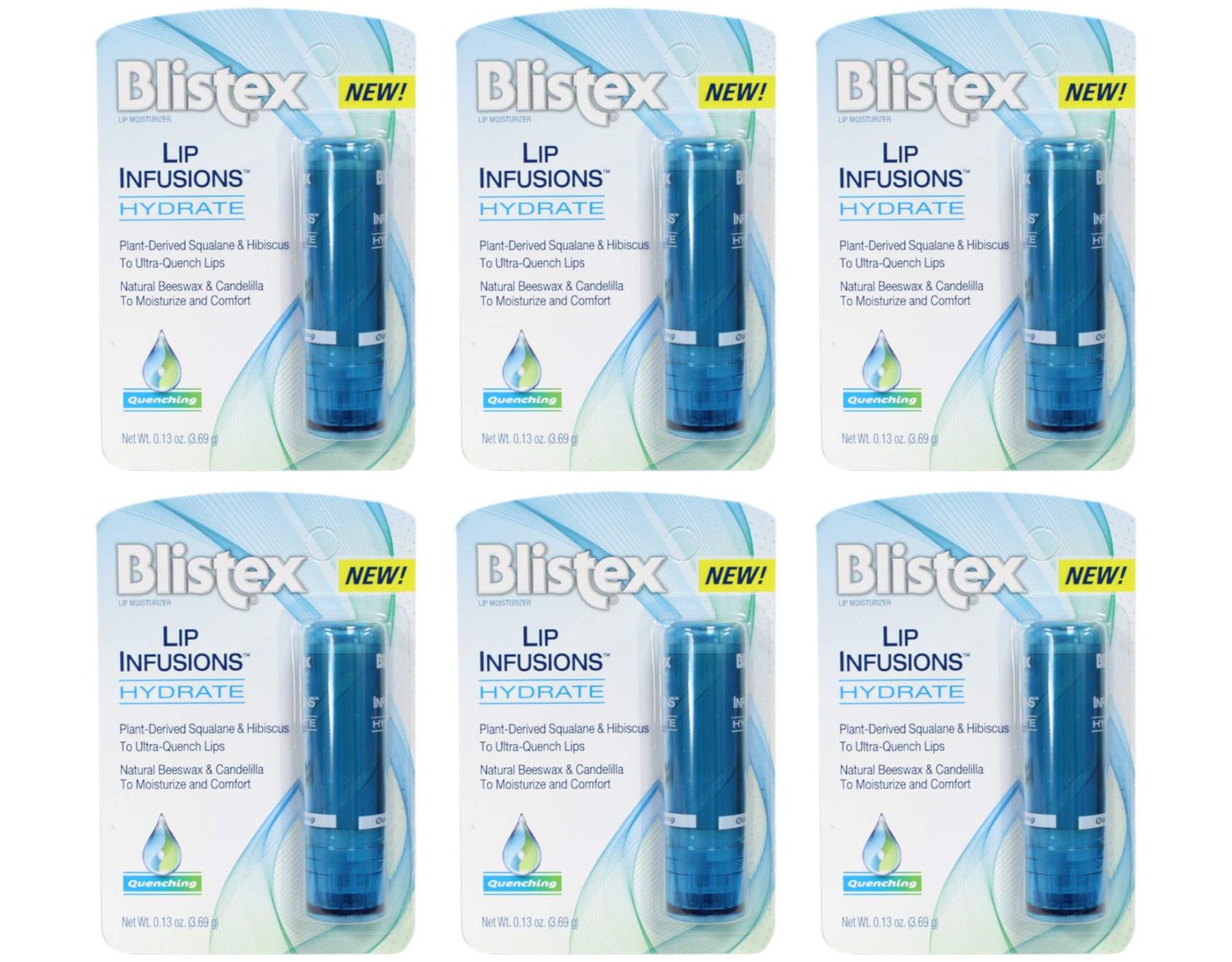 Blistex Lip Infusions Hydrate Lip Moisturizer 0.13 Ounce (6 Pack)