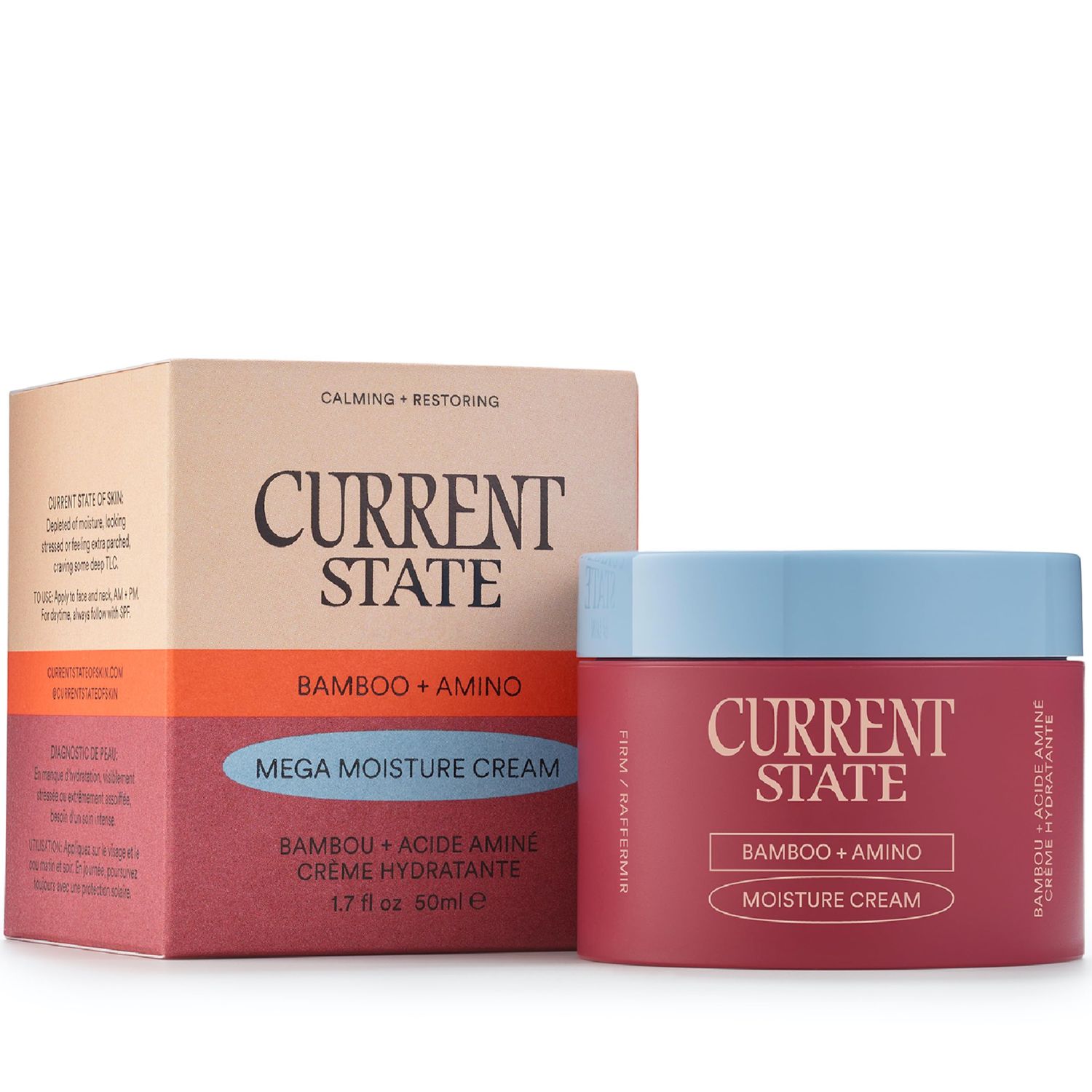 CURRENT STATE Bamboo + Amino Mega Moisturizer Face Cream - Deeply Nourishing Barrier Cream for Dry, Flaky Skin- Ultimate Replenishing Face Moisturizer with Superior Plant Oils, 1.7 oz.