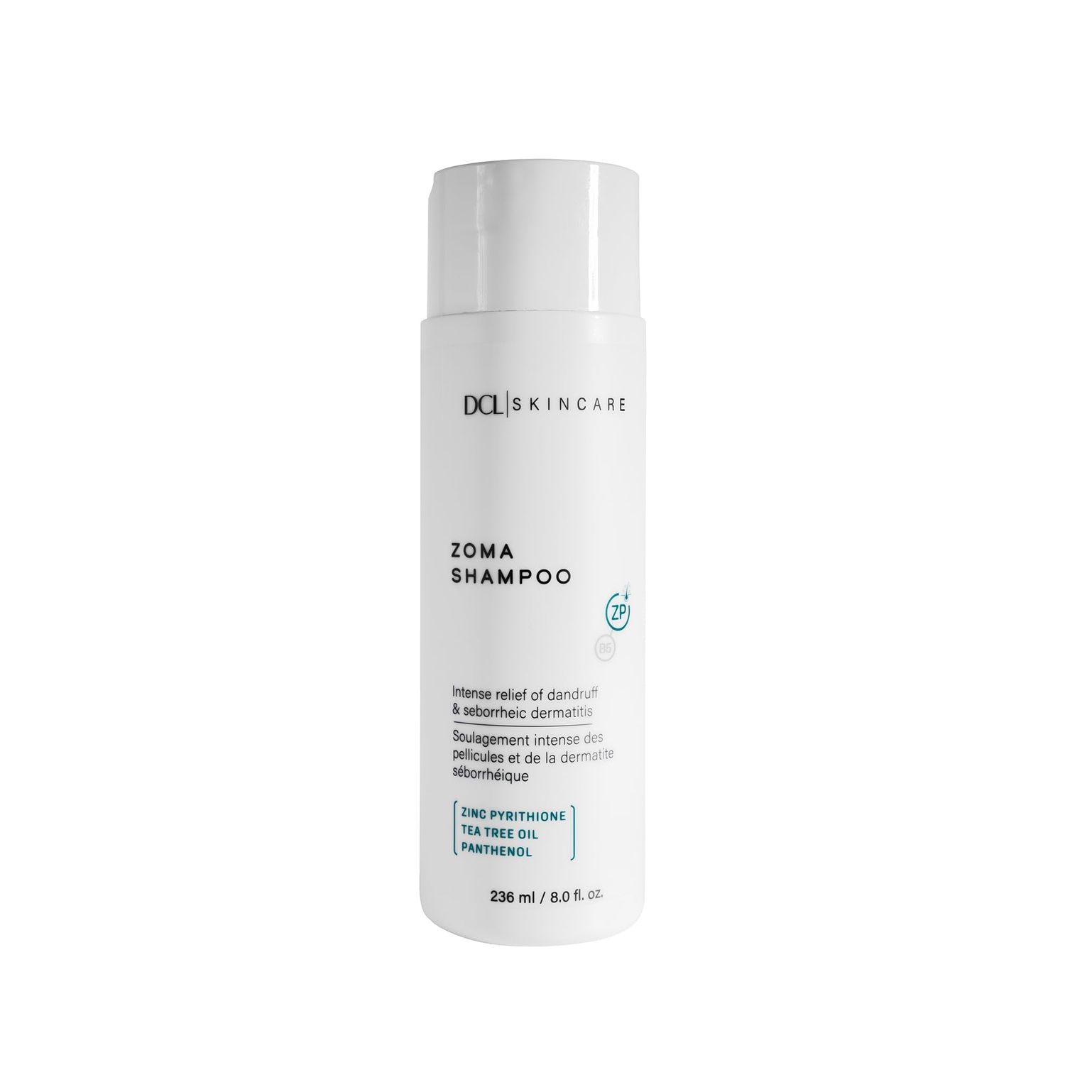DCL Skincare Zoma Shampoo - Dry Scalp Care with Zinc Pyrithione, Relieves Itching, Flaking, and Dandruff, Seborrheic Dermatitis Treatment, 8 fl oz