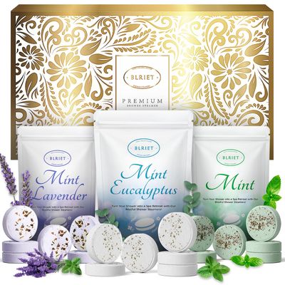 BLRIET Shower Steamers Aromatherapy 18 Pack Gifts, Birthday Gift for Women Shower Bombs, Valentines Day Essential Oils Stress Relief Mint and Lavender Relaxation for Mom her him Men Teens Adults