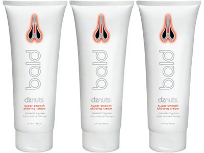 dznuts Bald Super Smooth Shaving Cream, Helps Prevent Razor Burns, Ingrown Hairs and Cuts for Cooled, Soothed, and Moisturized Skin, 6.7 fl. Oz, 200ml, 3 Pack