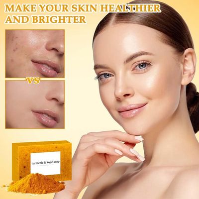 COLOTTE Lemon Turmeric Kojic Soap,Natural Handmade Soap,Turmeric Soap Bar for Face and Body, Smooth Skin Tumeric Soap,Deep Cleansing Soap for Men & Women (3 PCS)
