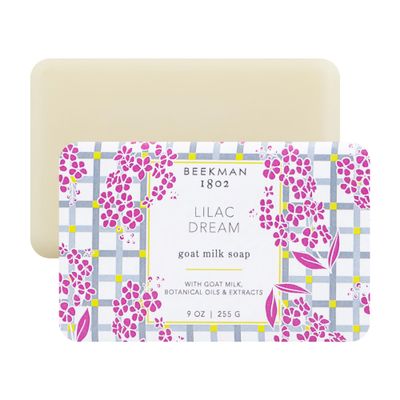 Beekman 1802 Lilac Dream Goat Milk Soap - 9 oz - Scented - Cleanses, Nourishes &amp; Hydrates - With 100% Vegetable Base &amp; Botanical Oils - Triple Milled - Good for Sensitive Skin - Cruelty Free