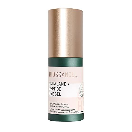 Biossance Squalane + Peptide Eye Gel - Ultra-Hydrating Under Eye Cream - Reduces Puffiness &amp; Dark Circles - Eye Wrinkles Repair Moisturizer- Anti Aging &amp; Hydrating, Day &amp; Night Cream - 0.5oz