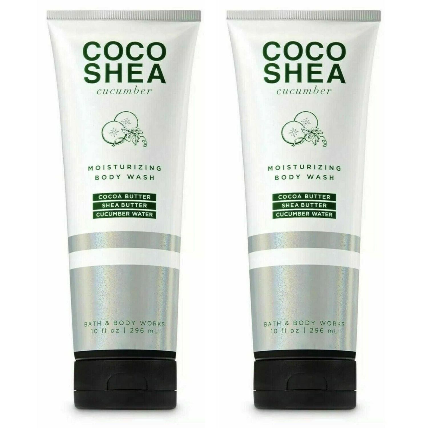 Bath and Body Works Gift Set of 2 - 10 Fl Oz Moisturizing Body Wash - (Coco Shea Cucumber)
