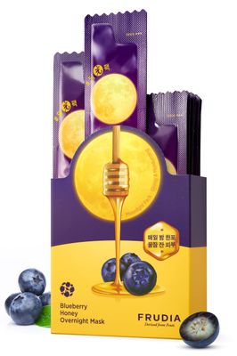 FRUDIA WELCOS Blueberry Honey Overnight Face Mask Korean Skin Care Facial Mask for Lackluster &amp; Parched Skin Hydrating Moisturizing Face Mask w/Fruit Seed Oil Blueberry &amp; Honey Extracts (Pack of 20)