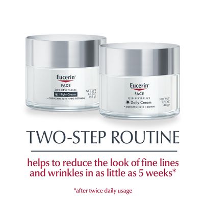 Eucerin Q10 Anti Wrinkle Skin Care Set, Facial Cream for Sensitive Skin, Q10 Anti Wrinkle Face Cream, 1.7 Oz Jar + Q10 Anti Wrinkle Night Cream with Pro-Retinol, 1.7 Oz Jar
