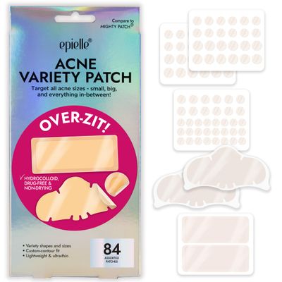 Epielle Over-Zit Acne Variety Patches | 84 Hydrocolloid Acne Pimple Patch for Covering Zits and Blemishes for Full Face (84 Counts)