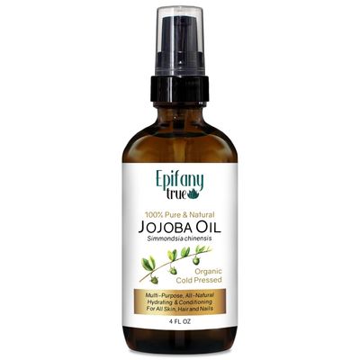 Epifany True 100% Organic Cold-Pressed Jojoba Oil 4oz | Deeply Moisturizing Oil for Face, Hair, Skin, Nails | Anti-Aging for Women and Men