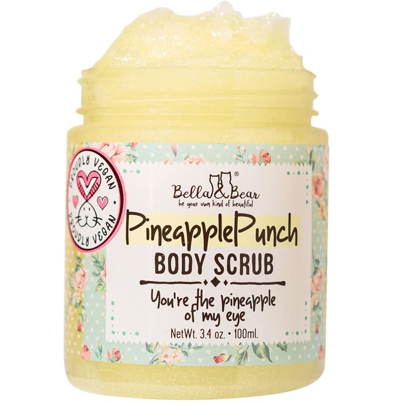 Bella &amp; Bear Pineapple Body Scrub Exfoliator - Vegan Travel Size (3.4oz)
