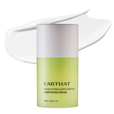 EARTHAT Comforting Cream Strengthens Skin Barrier, 1.69 fl.oz | Revitalizing Facial Moisturizer for Sensitive, Dry Skin | Peptide, Hyaluronic Acid, PanthenolKorean Skin Care