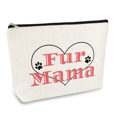 Fur Mama Gifts Dog Cat Lover Gift Makeup Bag for Women Animals Lover Gift Cosmetic Bag Dog Mom Gifts Veterinarian Gift Vet Techs Gifts Christmas Birthday Gift for Animals Lover Friends Travel Pouch