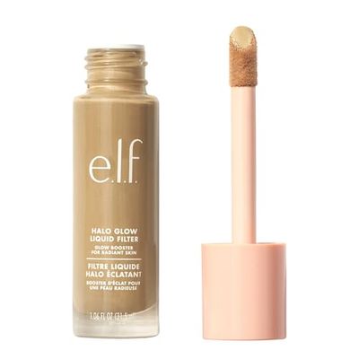 e.l.f. Halo Glow Liquid Filter, Complexion Booster For A Glowing, Soft-Focus Look, Infused With Hyaluronic Acid, Vegan &amp; Cruelty-Free, 3.5 Medium