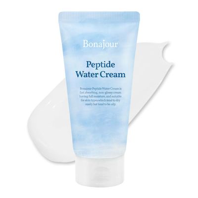 BONAJOUR] Vegan Peptide Hyaluronic Acid Moisturizing Cream for oily skin &amp; sensitive skin (Lightweight face moisturizer), Best Anti Aging &amp; Wrinkle, Repair, Brightening Care Lotion 3.38 Fl. oz