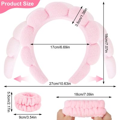 ACO-UINT 6Pcs Spa Headbands and Wrist Washbands Set, Skincare Headbands Makeup Headband Sponge Face Wash Headband, Terry Cloth Headbands Puffy Hair Band for Washing Face