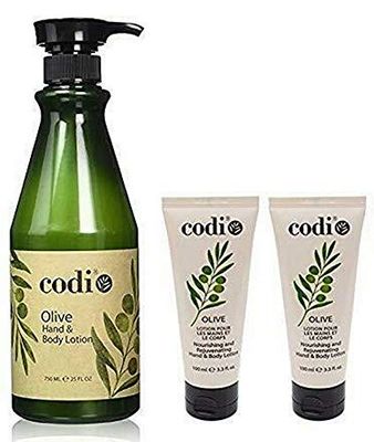 Codi Olive Hand &amp; Body Lotion - Organic, Antioxidant &amp; Vitamin Enriched, Soft &amp; Fresh Skin, 750ml + 2x100ml Tubes