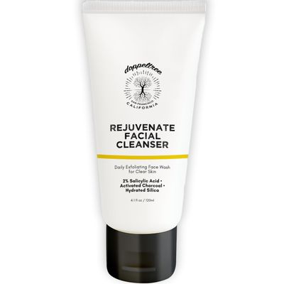 Doppeltree 3-in-1 Exfoliating Facial Cleanser with 2% Salicylic Acid, Hydrated Silica, &amp; Activated Charcoal for Clearer Skin, Oil Control &amp; Anti Aging