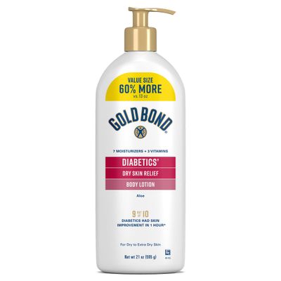 Gold Bond Diabetics&#39; Dry Skin Relief Body Lotion With Vitamin E &amp; Aloe To Soothe &amp; Moisturize Dry, Flaky &amp; Rough Skin, Value Size, 21 oz.