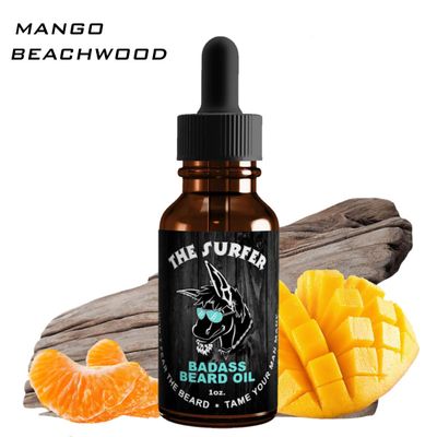 Badass Beard Care Beard Oil For Men - Surfer Scent, 1 oz - 100% Natural and Organic Food-grade Ingredients, Soften Hair and Hydrate Skin