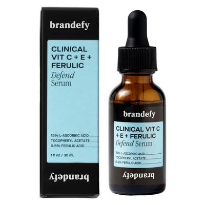 Brandefy Vitamin C Face Serum 15% L. Ascorbic Acid, Ferulic Acid .5% + Vitamin E for Self Care and Beauty, Face Dark Spot Corrector and Anti Aging 1oz, Made In The USA