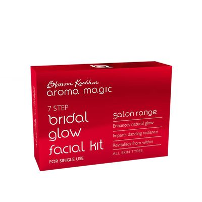 Aroma Magic Bridal Glow Facial Kit - Single Use | 7 Steps Skincare Set | Revitalize Dull &amp; Tired Skin | Enhances Natural Glow | for All Skin Types
