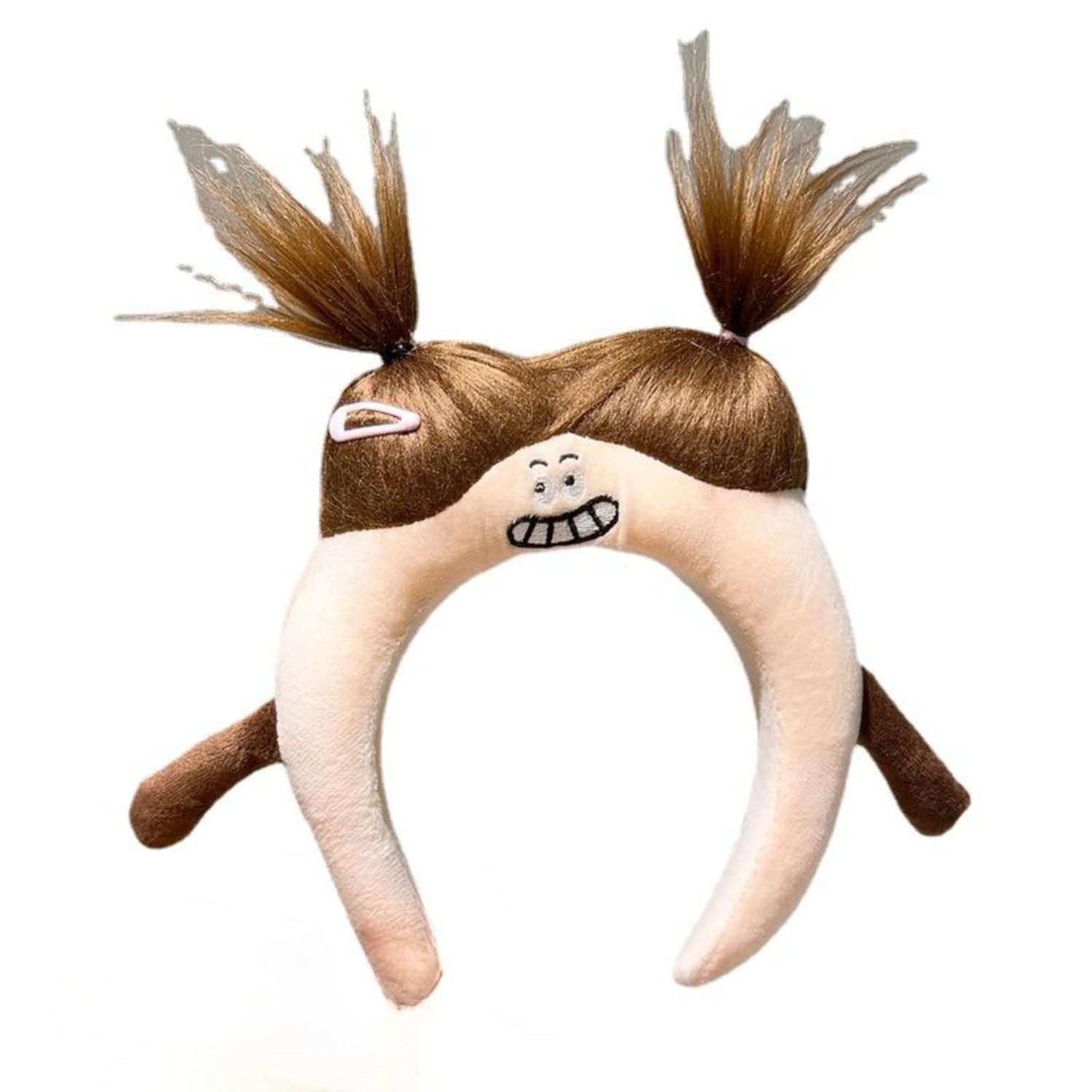 Cute Headbands for Women Sponge Puffy Skincare Makeup Headband Beauty Spa Headband for Washing Face DIY Novelty Funny Gifts (Beige-Brown hair)