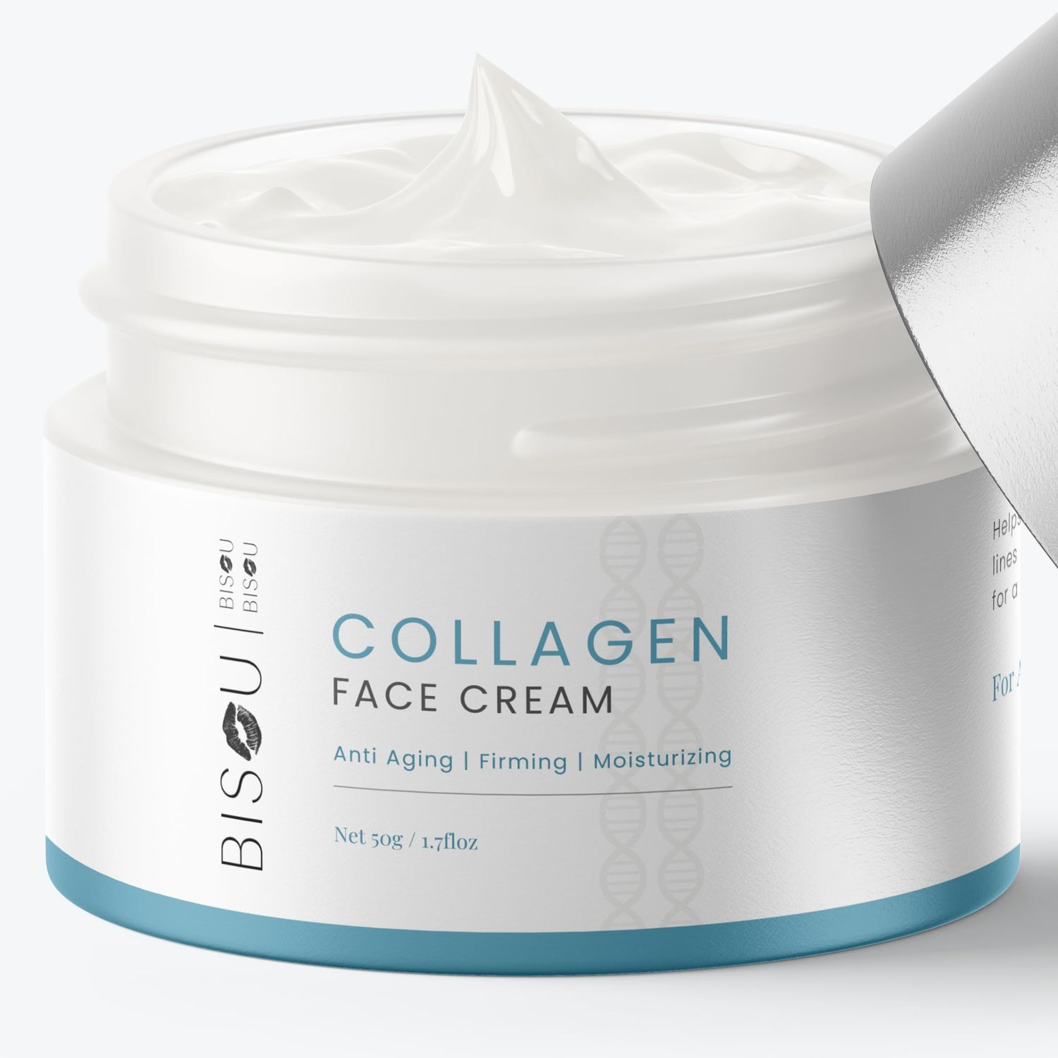 Bisou Skincare Collagen Face &amp; Neck Cream - Anti-aging Day &amp; Night Moisturizer with Hyaluronic Acid - Reduces Fine Lines and Wrinkles - Restore Moisture for a Smooth &amp; Plumper Skin (1.7 fl oz)