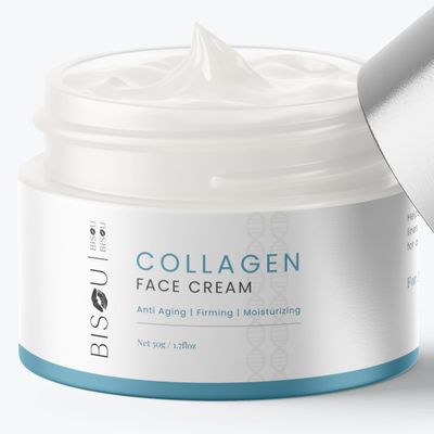 Bisou Skincare Collagen Face &amp; Neck Cream - Anti-aging Day &amp; Night Moisturizer with Hyaluronic Acid - Reduces Fine Lines and Wrinkles - Restore Moisture for a Smooth &amp; Plumper Skin (1.7 fl oz)