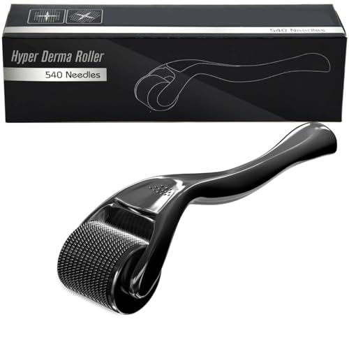 Brascmails Derma Roller 540 Stainless Steel Black Microneedling Roller 0.25mm Facial Skin Care Home Use for Face Beauty Massage Tools