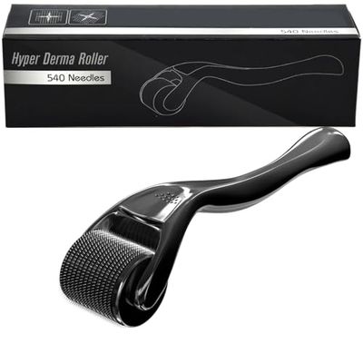 Brascmails Derma Roller 540 Stainless Steel Black Microneedling Roller 0.25mm Facial Skin Care Home Use for Face Beauty Massage Tools