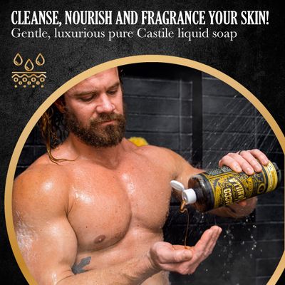 Castile Soap Liquid Body Wash Sensitive Skin - Natural Soap for Men with Olive Oil, Cocoa Butter & Coconut Oil - Vegan Mens Body Soap & Mens Shampoo - Tobacco Vanilla Liquid Soap by Carolina Castile