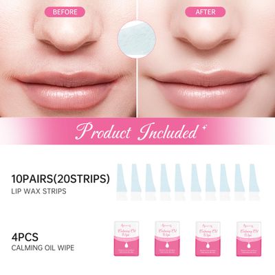 Beauty7 Sensitive Lip Wax Strips Facial Wax Strips Hair Removal 20 pcs with 4pcs Calming Oil Wipes Wax Strips for Sensitive Skin Types