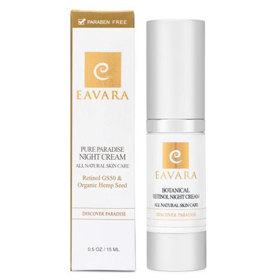Eavara Organic Retinol Night Cream, Anti Aging Overnight Natural Face Moisturizer Cream with Hyaluronic Acid, Shea Butter, and Aloe Vera, Helps with Fine Lines &amp; Wrinkles