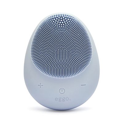 Eggo Sonic Facial Device - Electric Cleanser &amp; Exfoliator, Vibrating Massager, Silicone Brush for All Skins, Deep Clean, Anti-Aging, Waterproof, Rechargeable Tool (Blue)