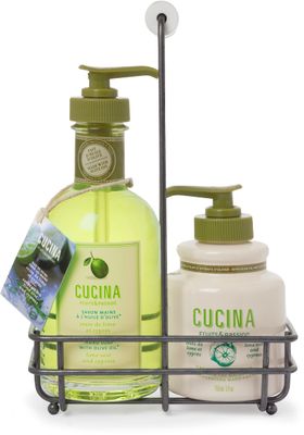 Fruits &amp; Passion [Cucina] - Lime Zest &amp; Cypress Tree Hand Care Duo Caddy Gift Set | Liquid Hand Soap Wash (5.1 oz) with Hand Cream Lotion (6.8 oz)